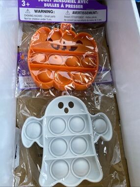 Halloween Ghost & Pumpkin Push Pop Fidget Toys - White and Orange